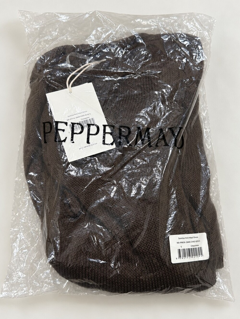Peppermayo Chocolate Brown Sheer Knit Halter Maxi Dress Shell Detail Small NWT - Picture 4 of 4